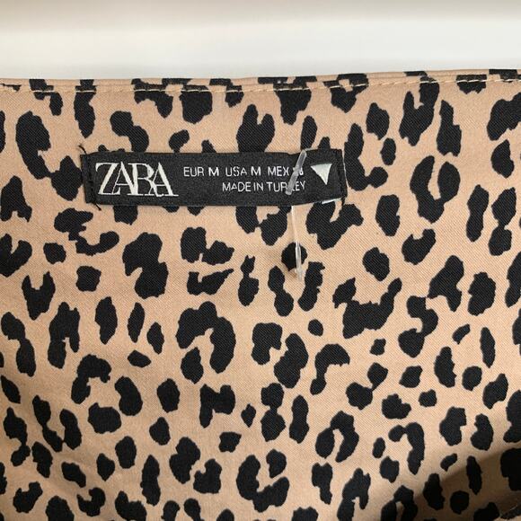 Zara Cheetah Leopard Print Cropped Puff Sleeve Blouse Sz Medium - Picture 9 of 10